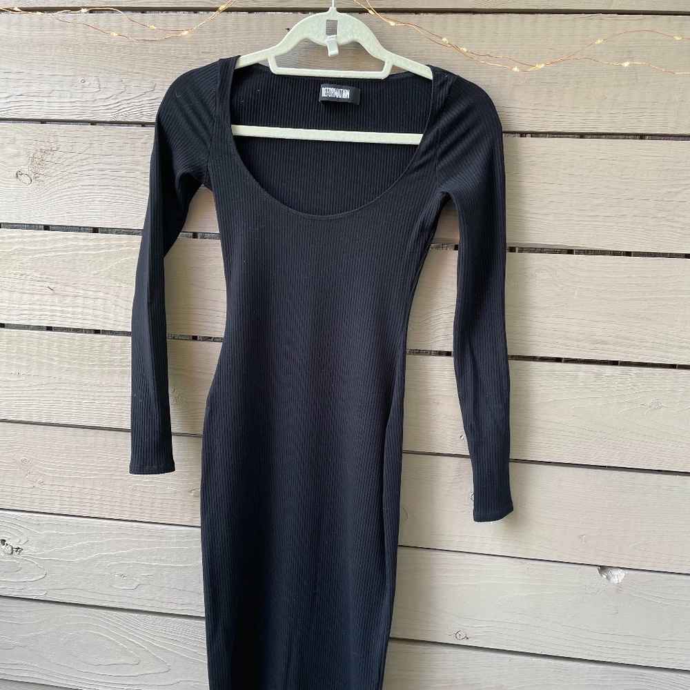 Reformation Knit Black Pencil Midi Dress